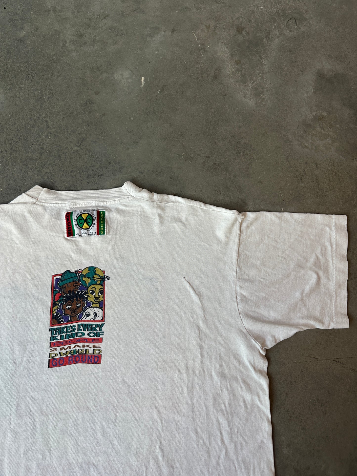 90’s Cross Colours ‘Takes Every Kind of People 2 Make D World Go Round’ RARE Vintage Hip Hop Lifestyle Tee (XL)