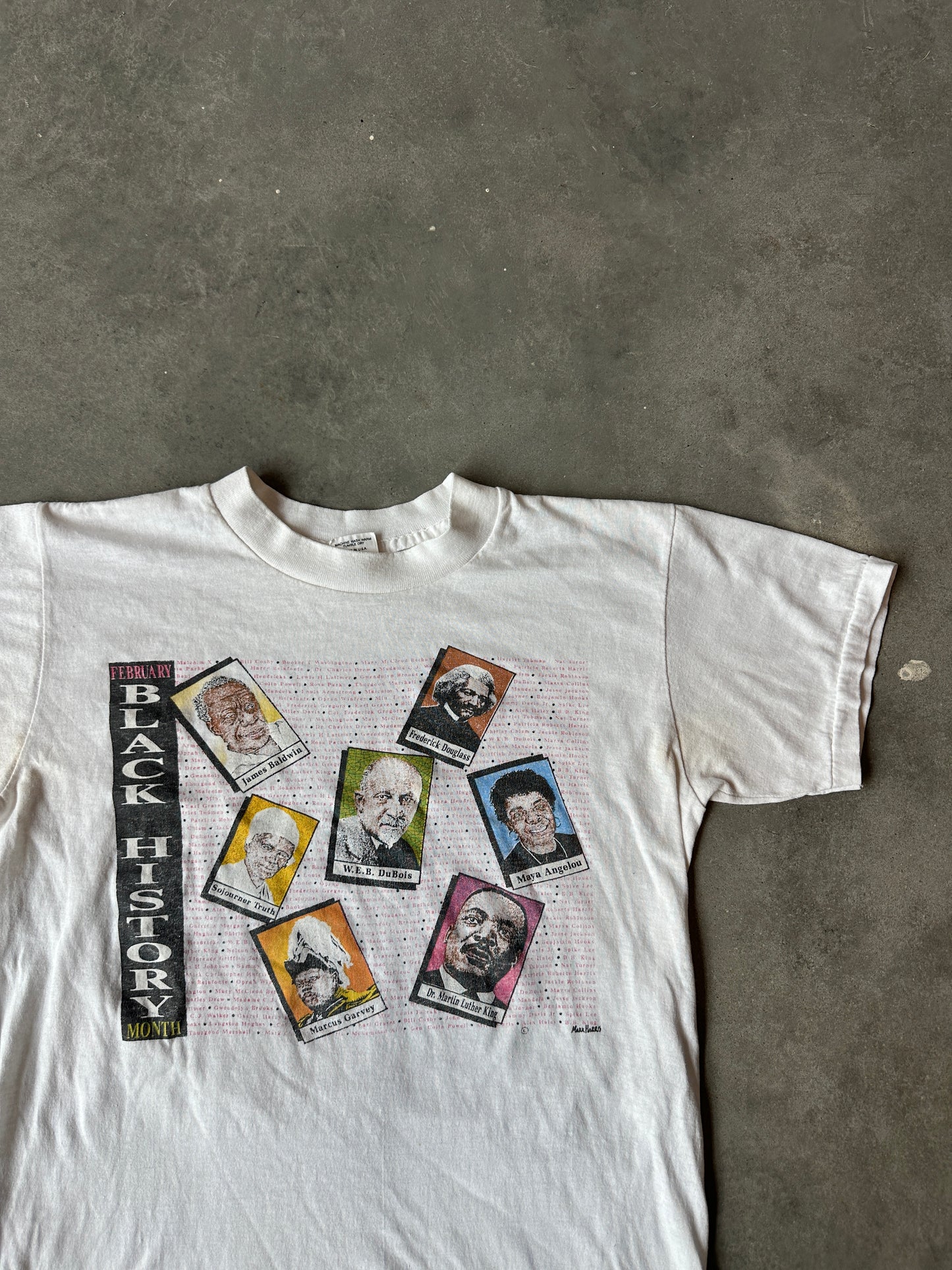 90's Black History Month ft. Prominent Black Figures & Names Maya Angelou Frederick Douglass W.E.B. DuBois Vintage Tee (Small)
