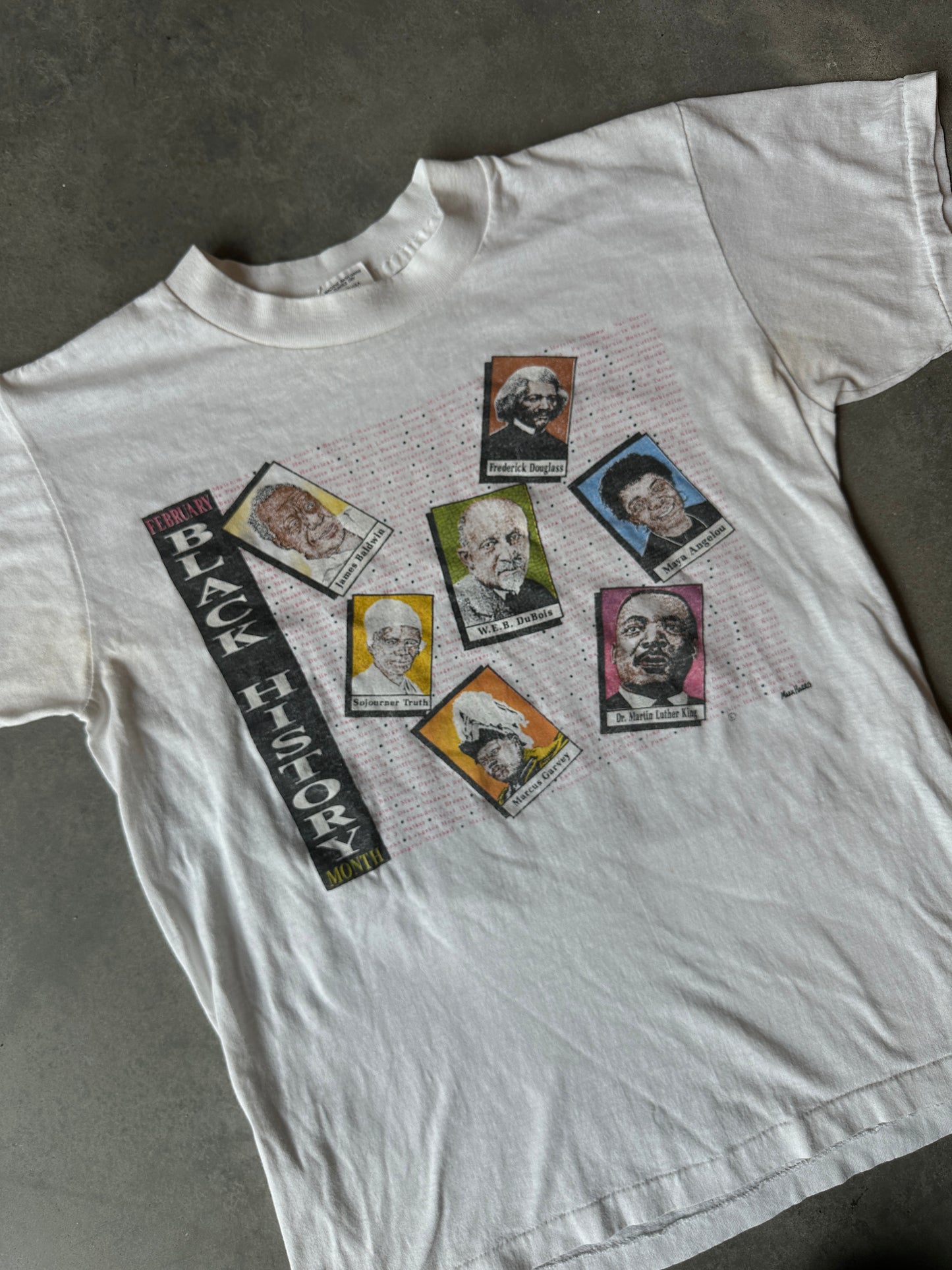 90's Black History Month ft. Prominent Black Figures & Names Maya Angelou Frederick Douglass W.E.B. DuBois Vintage Tee (Small)