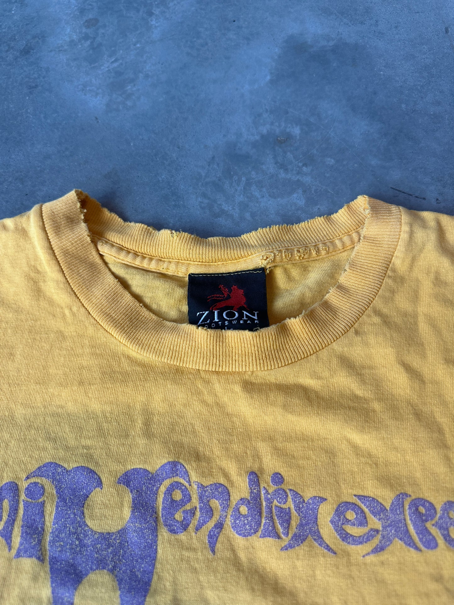 2002 The Jimi Hendrix Experience Heavily Distressed Zion Rootswear Faded Vintage Music Tee (Large)
