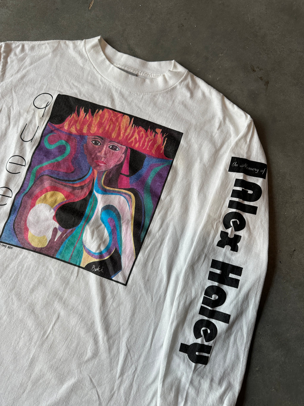 1992 "Queen: The Story of an American Family" Book & TV Show Abstract Art In Memorial of Alex Haley Vintage Long Sleeve Tee (Large)