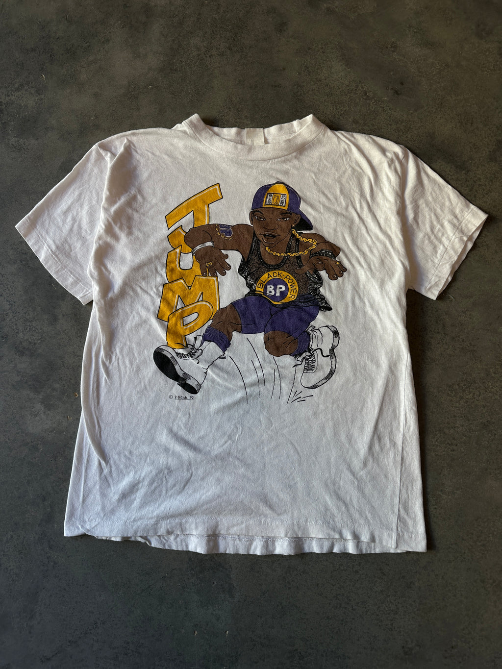 1992 Black Power Jump Hip Hop Lifestyle Vintage Tee (Boxy Medium)