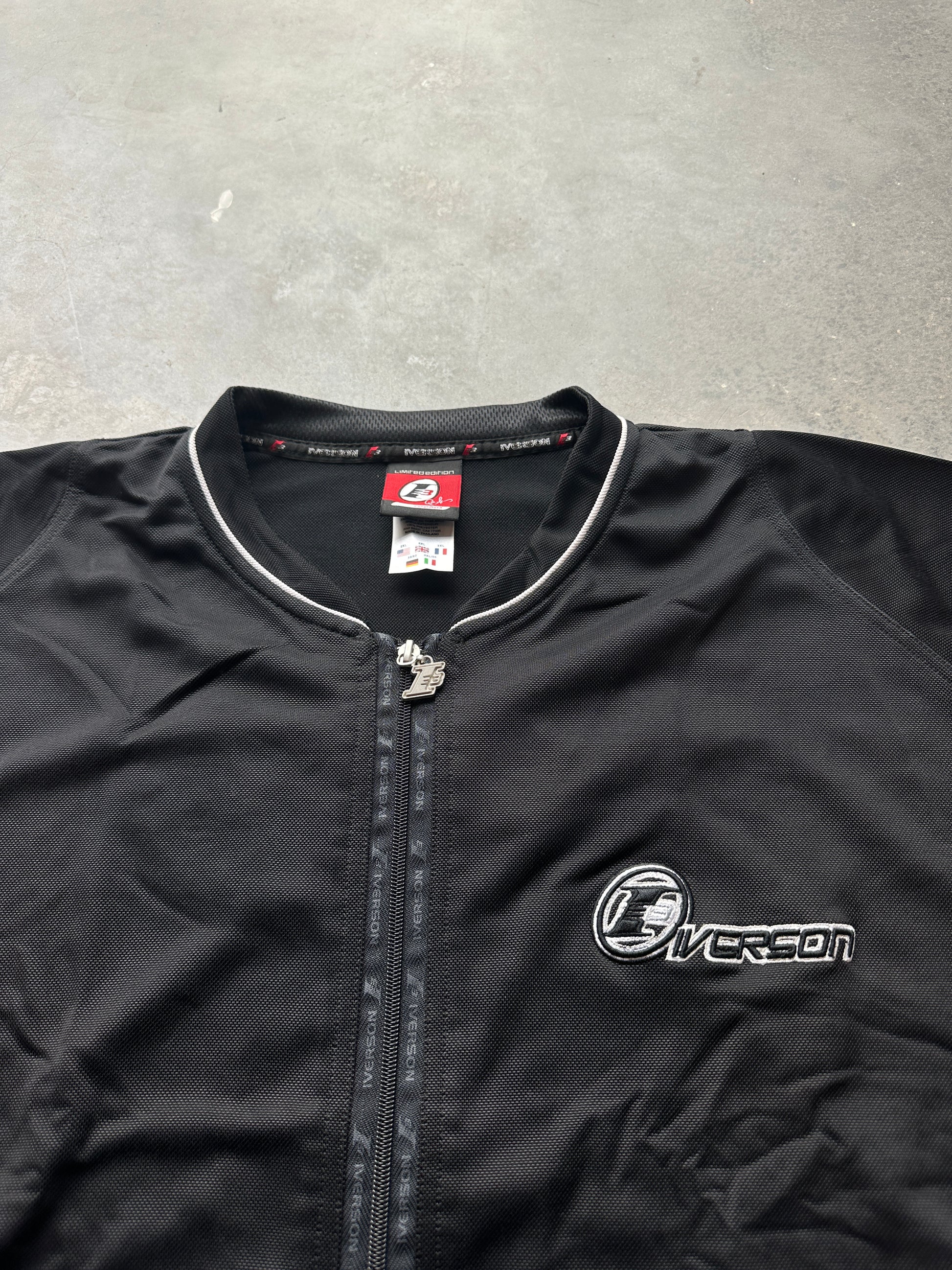 00's Y2K Allen Iverson Reebok "The Answer" Black NBA Full Zip Shooting Shirt - Brand New (XXL)