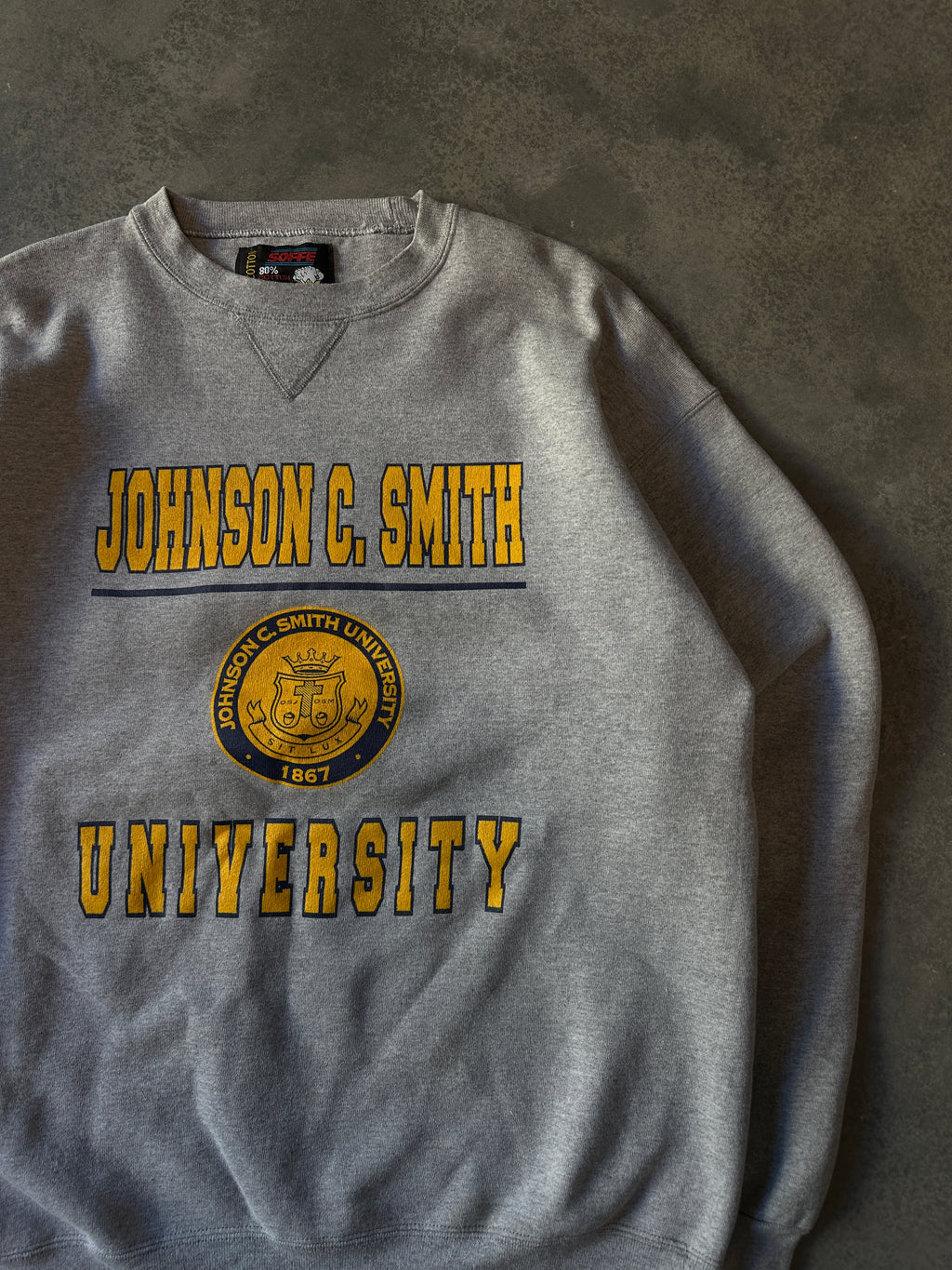 00's Johnson C. Smith JCSU Golden Bulls Vintage Heavyweight Crewneck Sweatshirt (XL)