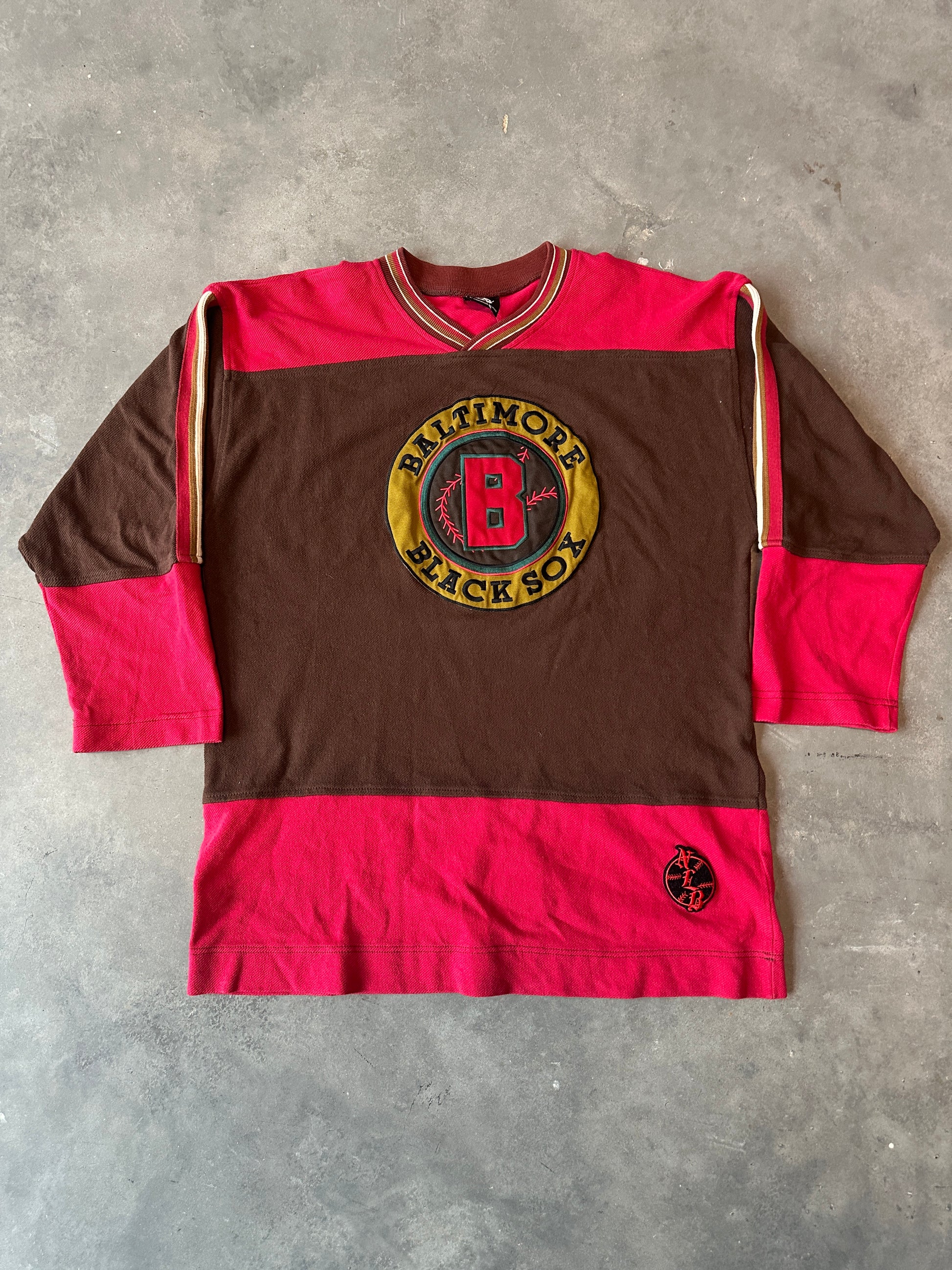 90’s Baltimore Black Sox Negro League Baseball Vintage Long Sleeve Oversized Jersey Top (XXL)