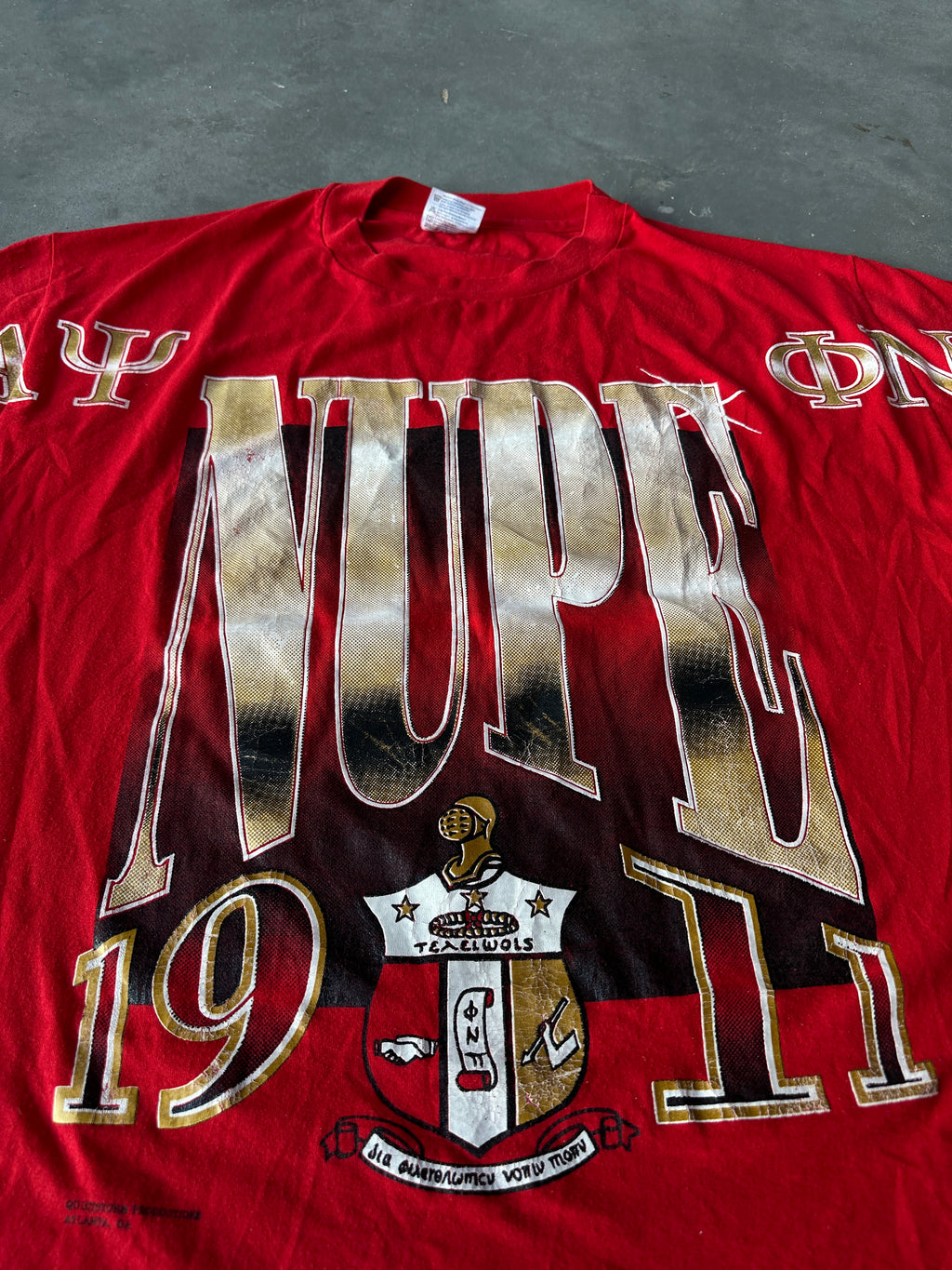 90's Kappa Alpha Psi NUPE 1911 Phi Nu Pi Divine Nine D9 Spellout Red Vintage Tee (XL)