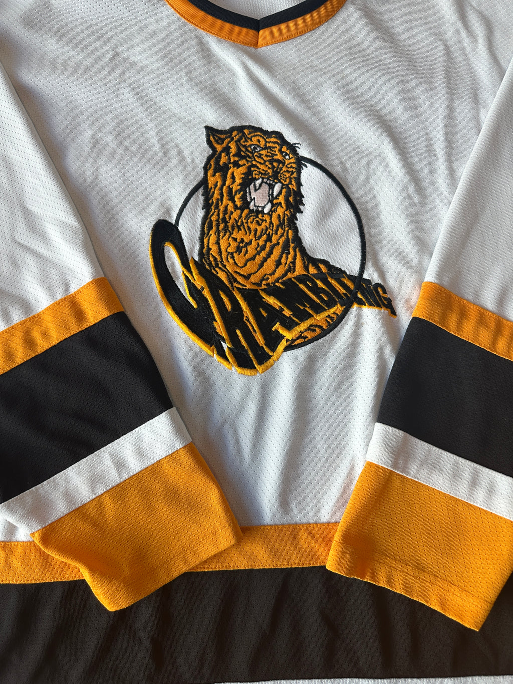 90's Grambling State University Tigers GSU Vintage Embroidered Mascot HBCU Hockey Jersey (XXL)