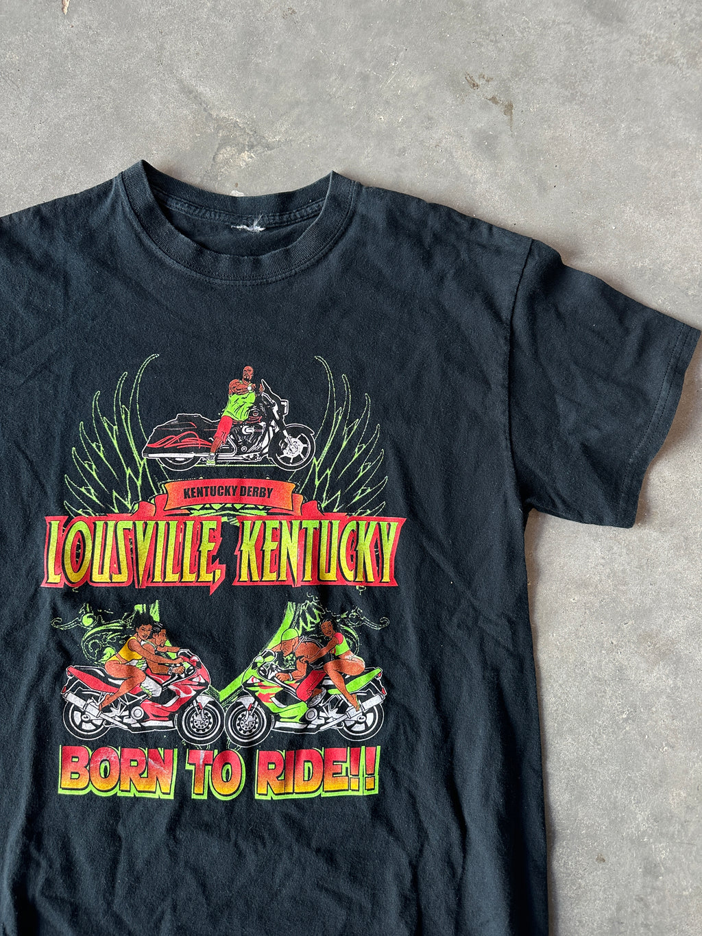 00's Kentucky Derby Black Bike Week Louisville Kentucky Vintage Tee (Large)
