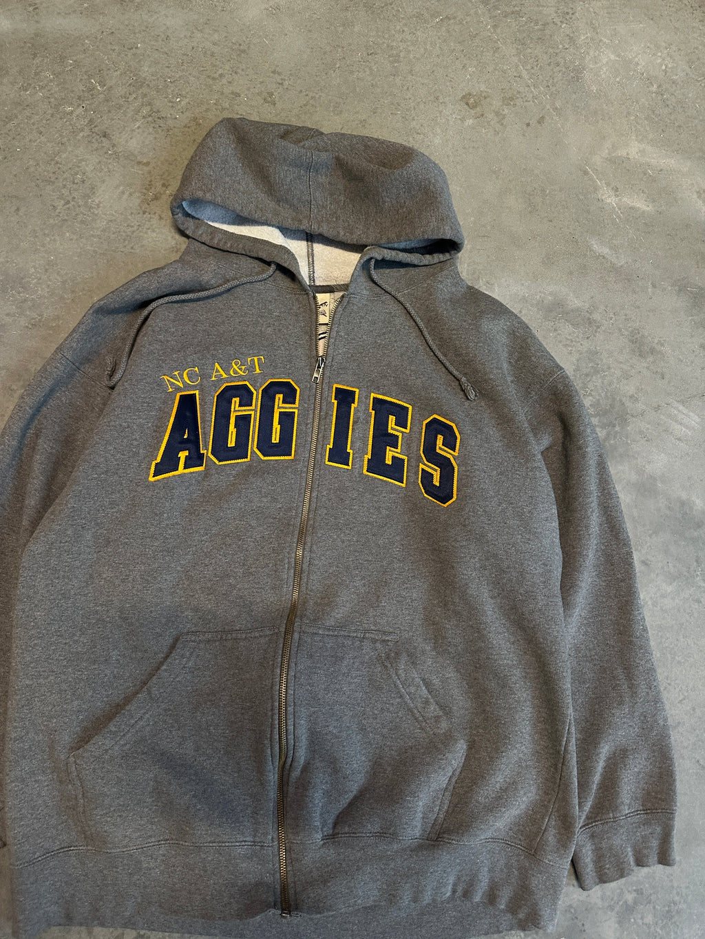 00's North Carolina A&T State University Aggies NCAT Embroidered Logo Full Zip HBCU Hoodie (XL)
