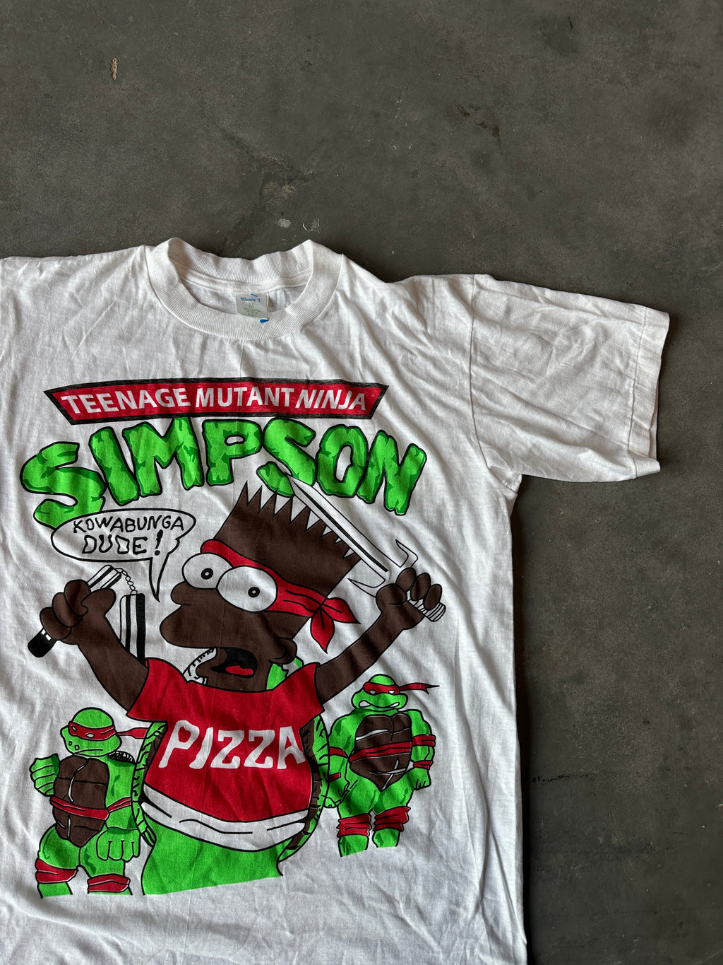 90's Black Bart Simpson Teenage Mutant Ninja Turtle Vintage Cartoon Tee (Large)