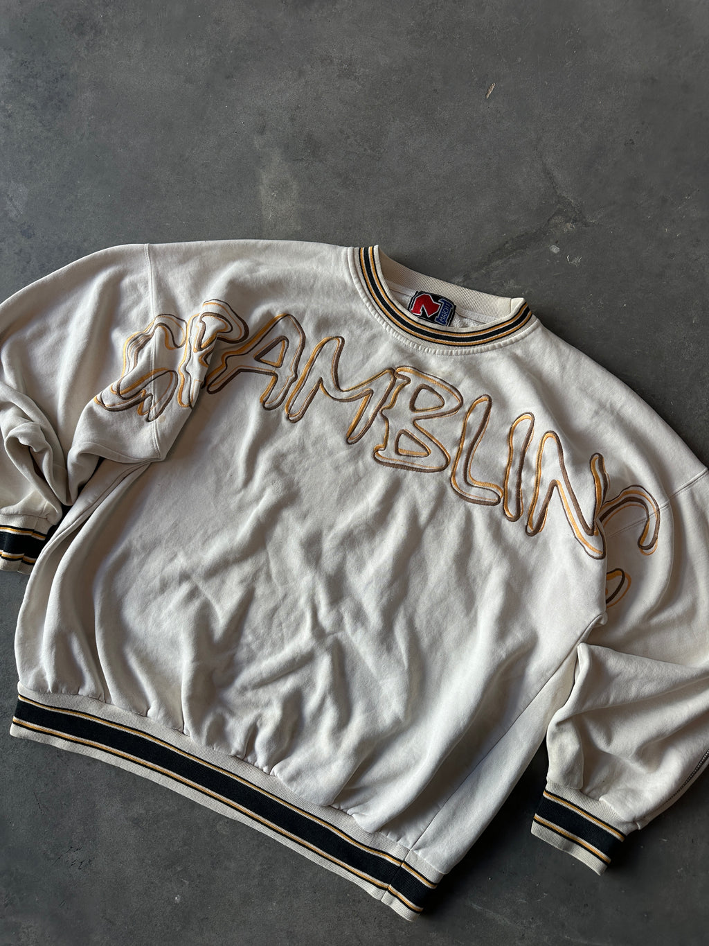 90's Grambling State University GSU Embroidered Spellout Heavyweight Ribbed Crewneck Sweatshirt (XXL)