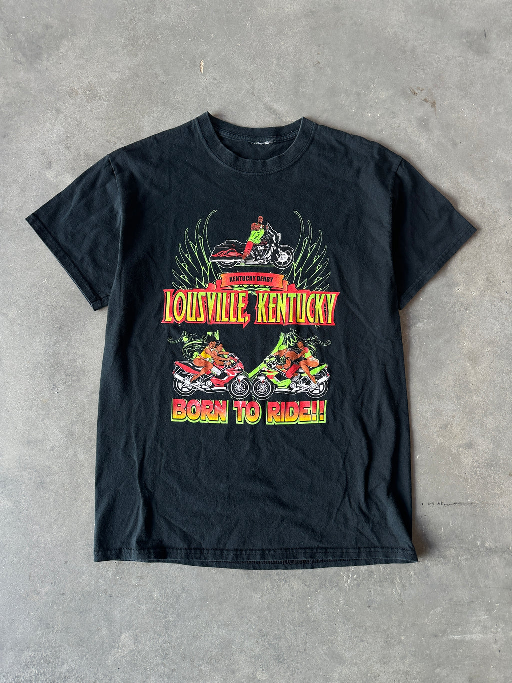 00's Kentucky Derby Black Bike Week Louisville Kentucky Vintage Tee (Large)