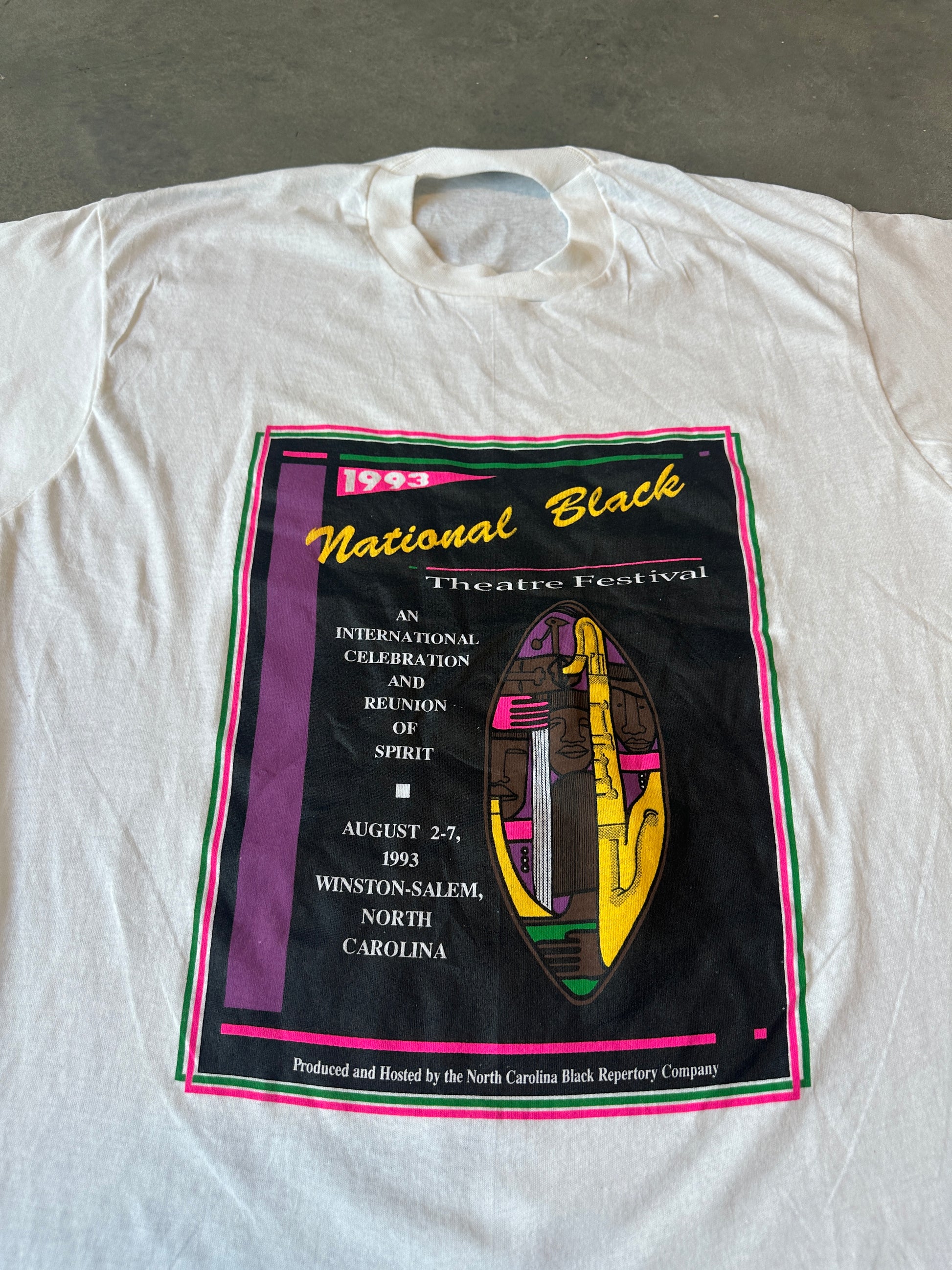 1993 National Black Theatre Festival “International Celebration of Reunion & Spirit” Winston-Salem Vintage Tee Brand New-Deadstock (XL)