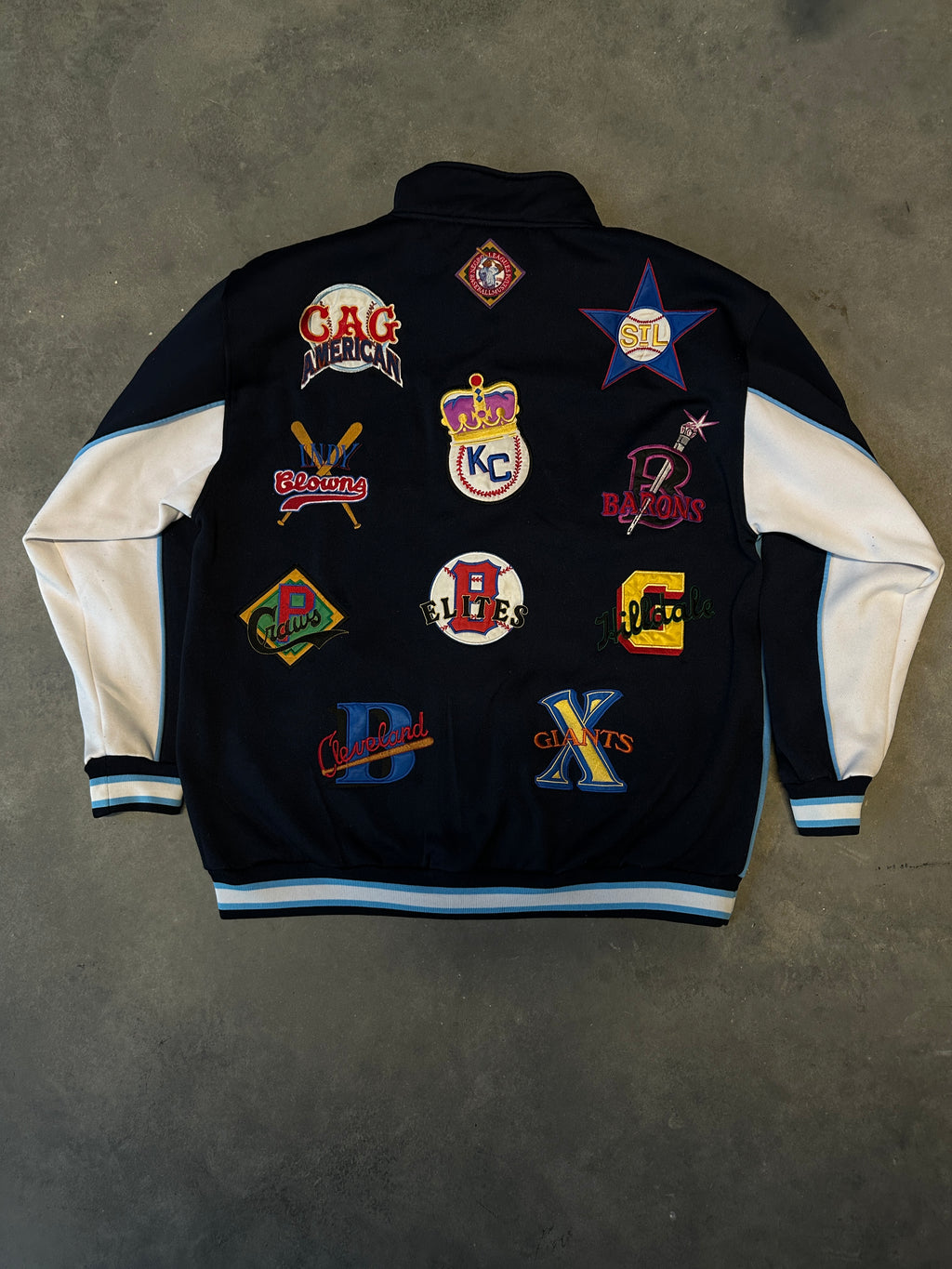 00's Negro Leagues Embroidered Team Logos Full Zip Heavyweight Vintage Jacket (XXL)