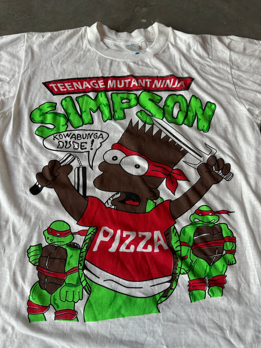 90's Black Bart Simpson Teenage Mutant Ninja Turtle Vintage Cartoon Tee (Large)