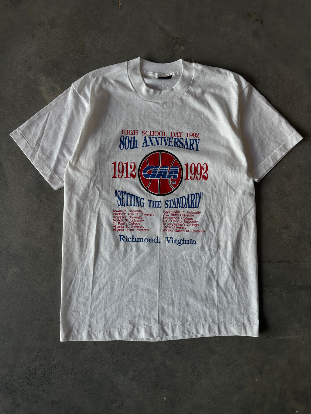 1992 CIAA Basketball 80th Anniversary Richmond, Virginia "Setting The Standard" Vintage HBCU Tee (XL)