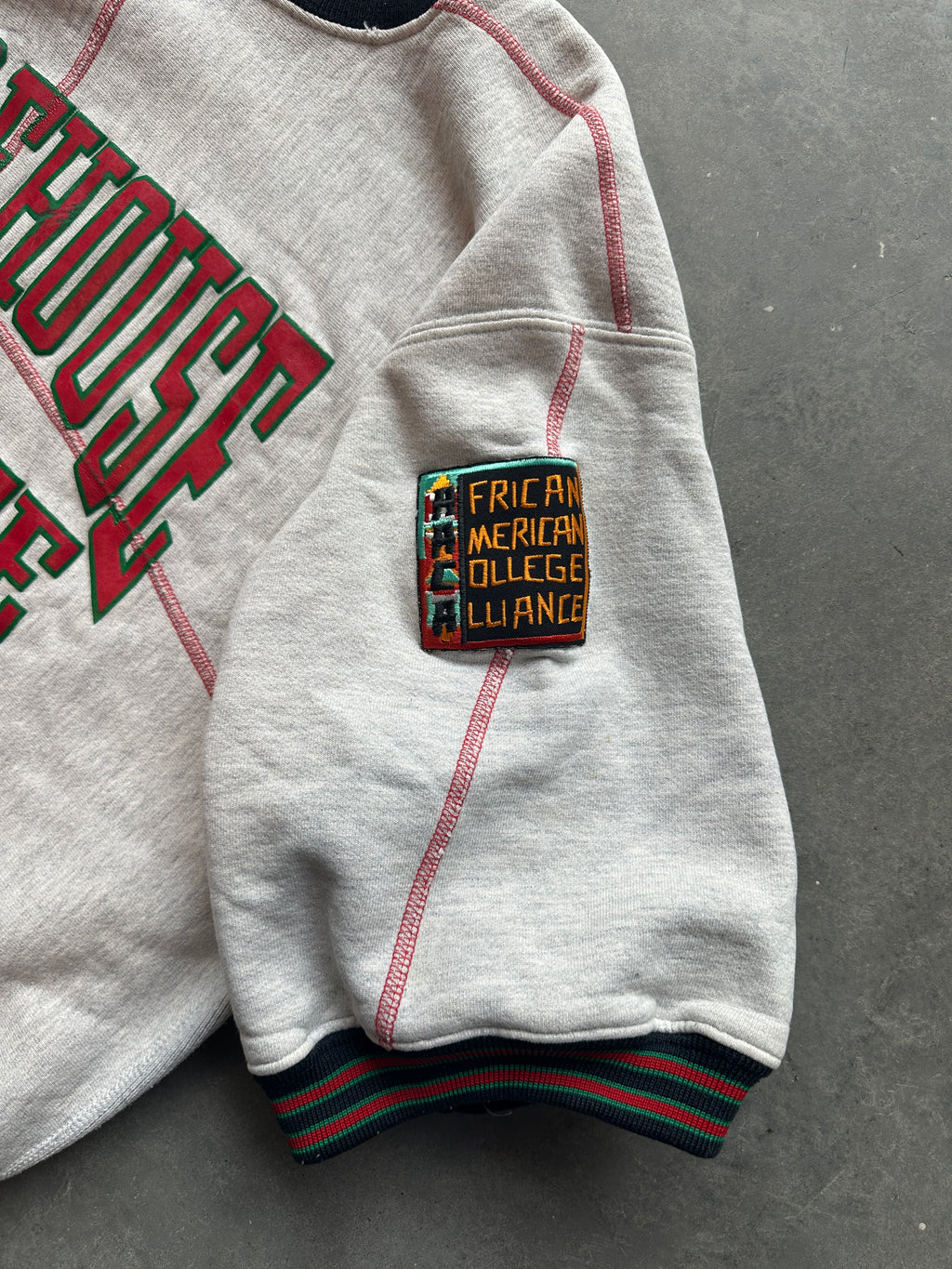 90’s Morehouse College Maroon Tigers RARE African American College Alliance AACA HBCU Vintage Heavyweight Short Sleeve Sweatshirt (XXL)