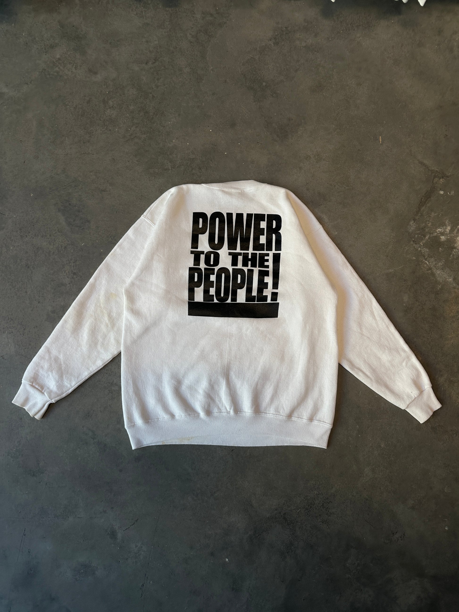 90's Black Panther Party Rare "Power to the People!" Heavyweight Crewneck Sweatshirt (Large)