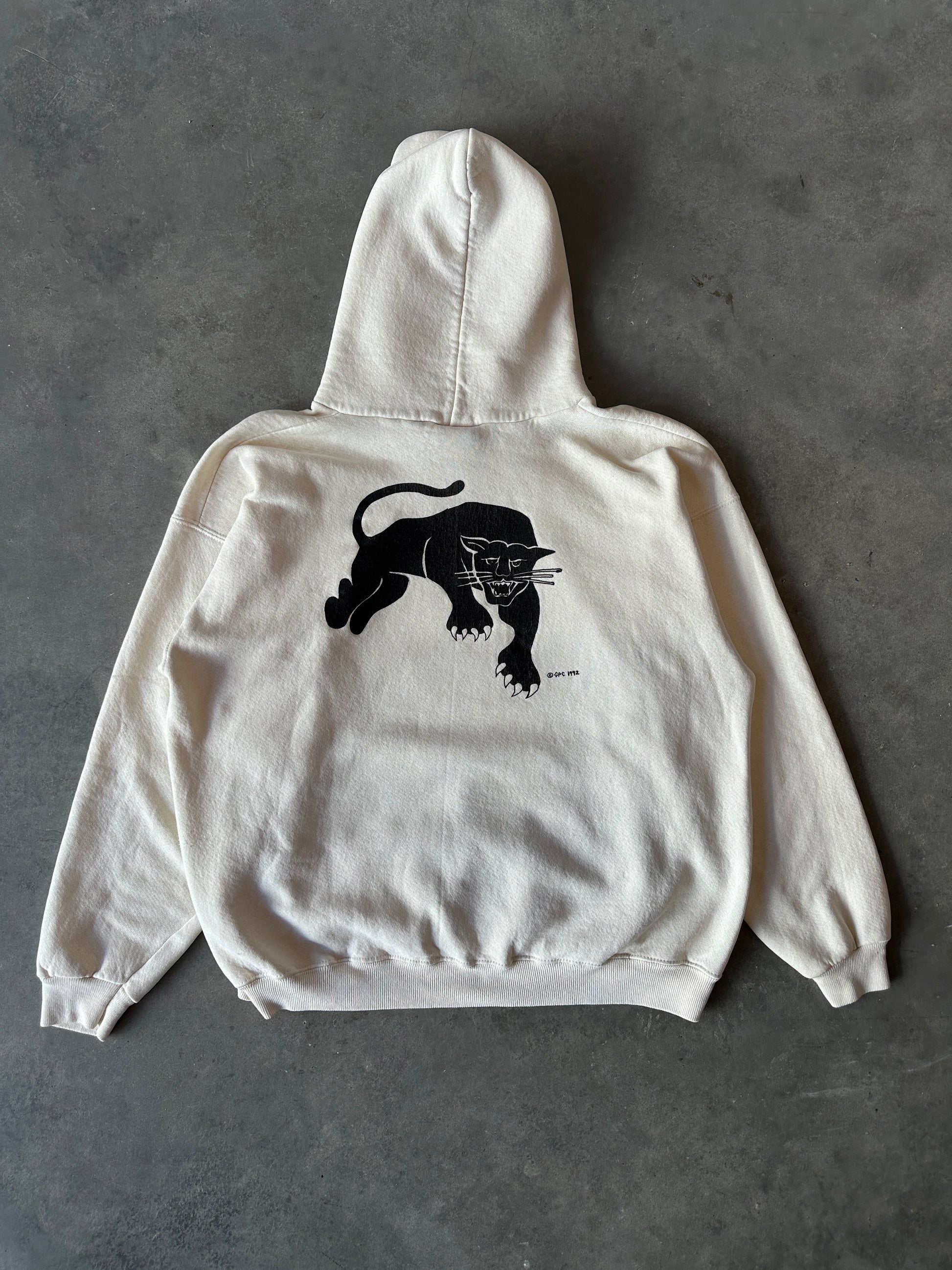 1992 Black Panther Party "The Spirit Lives" RARE Vintage Cream Hoodie (Large)