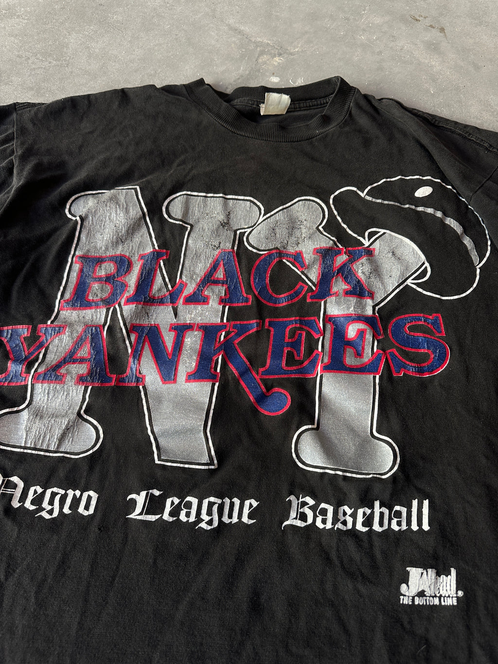 90's New York Black Yankees Double-Sided Logo Negro League Baseball NLBM Vintage Tee (BOXY Large)