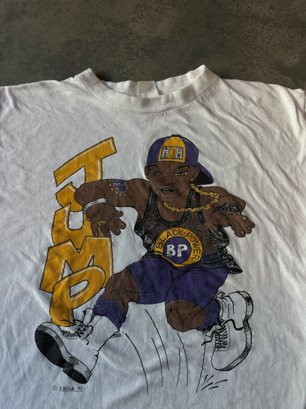1992 Black Power Jump Hip Hop Lifestyle Vintage Tee (Boxy Medium)