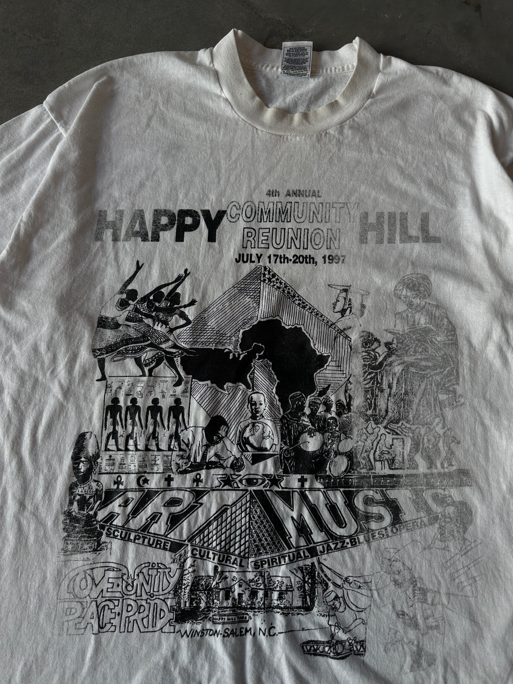 1997 Happy Hill Community Reunion Winston-Salem African-American Culture Festival Faded Vintage Tee (XL)