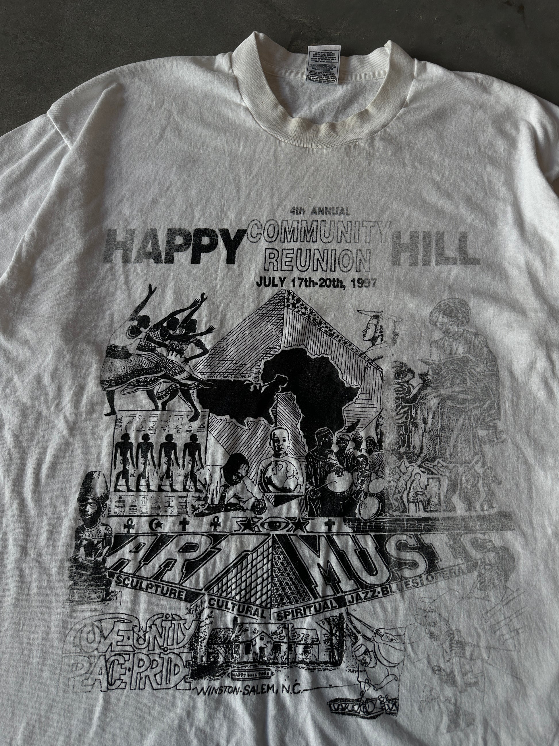 1997 Happy Hill Community Reunion Winston-Salem African-American Culture Festival Faded Vintage Tee (XL)