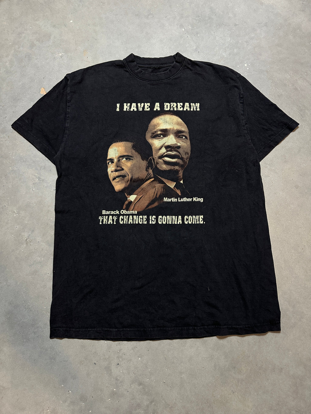 2008 I Have a Dream That Change Is Gonna Come Martin Luther King Jr. MLK & Barack Obama Vintage Tee (XXL)