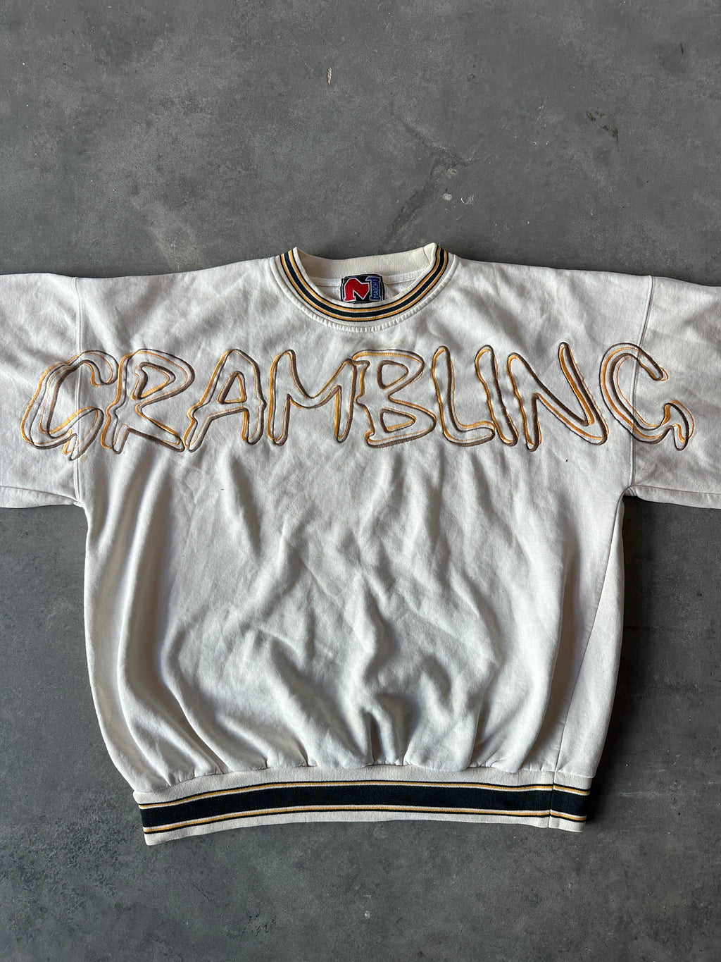90's Grambling State University GSU Embroidered Spellout Heavyweight Ribbed Crewneck Sweatshirt (XXL)