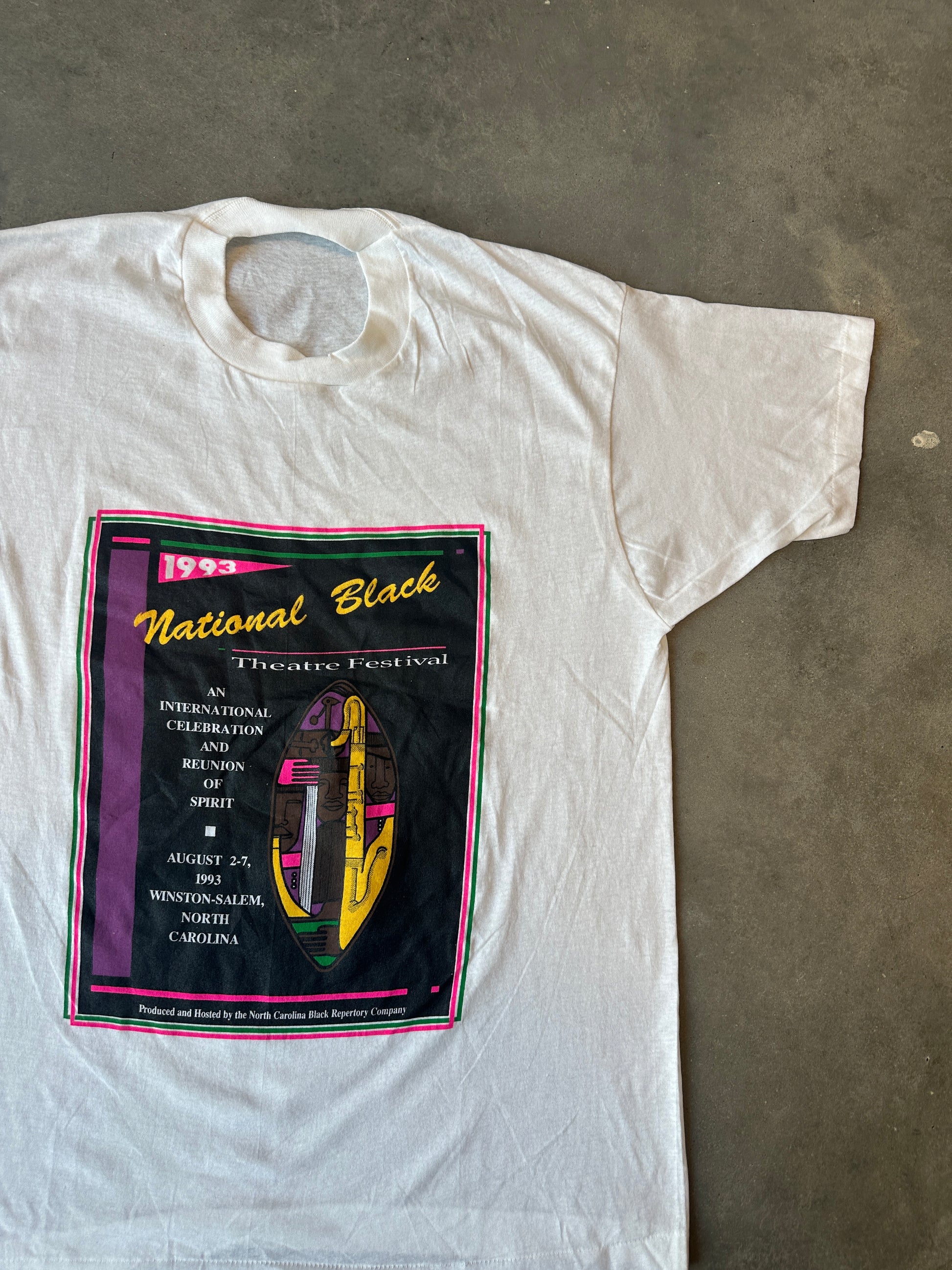 1993 National Black Theatre Festival “International Celebration of Reunion & Spirit” Winston-Salem Vintage Tee Brand New-Deadstock (XL)