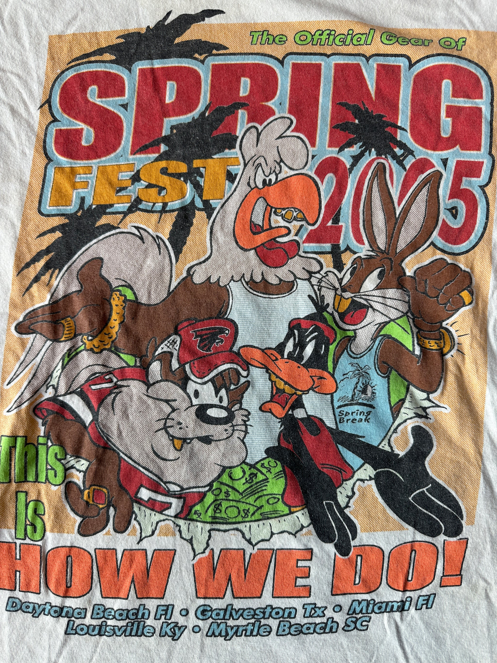2005 Black Spring Break  "How We Do It" Looney Tunes Cartoon Black Spring Fest Vintage Tee (Small)