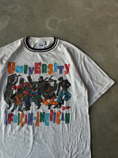 90's University of African Americans UAA Striped HBCU's by State Vintage Tee (Large)