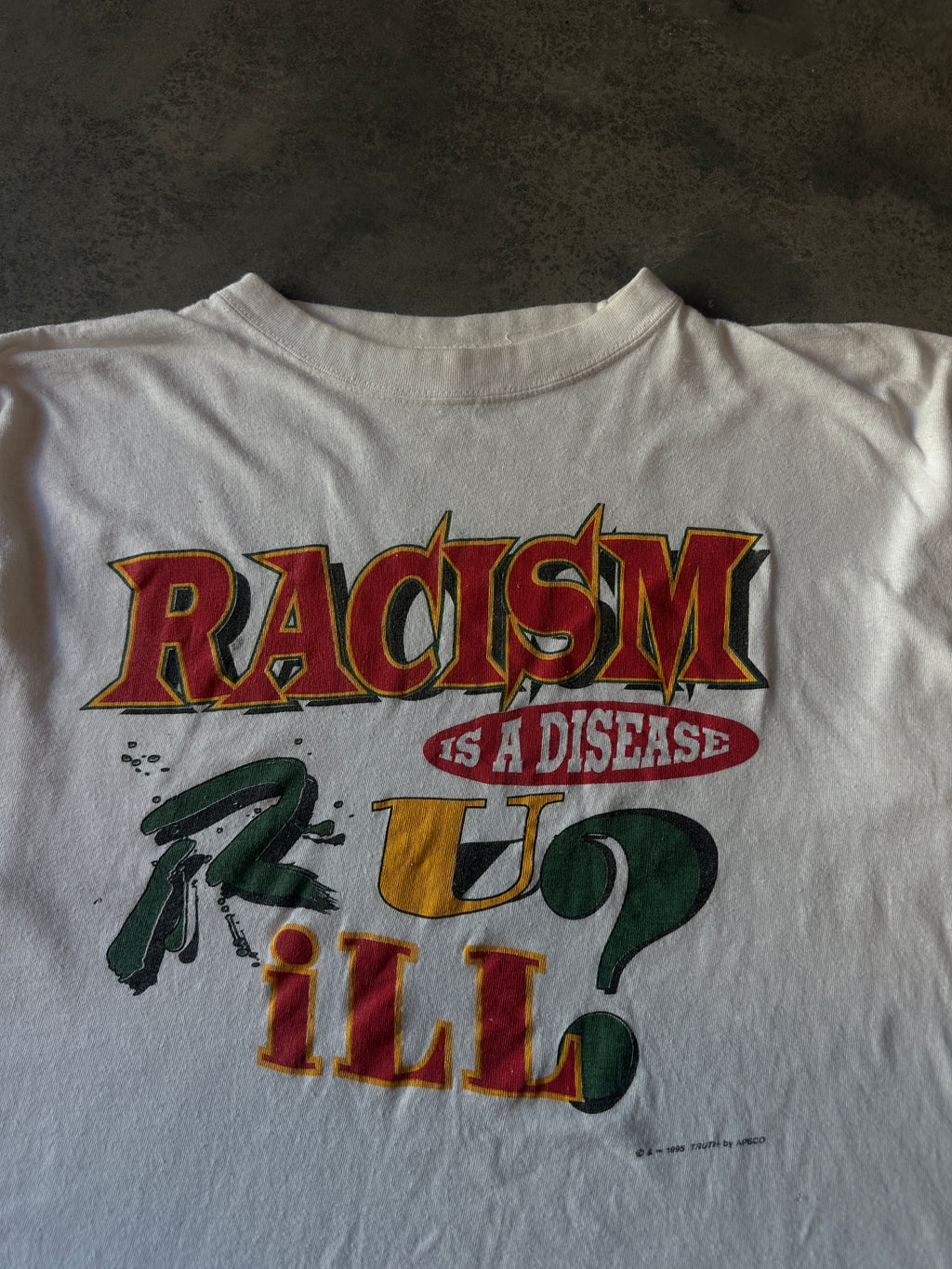 90's Racism Is A Disease R U ill? Vintage Hip Hop Style Tee (BOXY Medium)