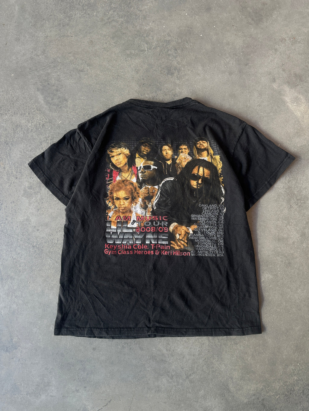 ‘08-‘09 Lil’ Wayne I Am Music Tour w/ Keyshia Cole T-Pain & More Artists Vintage Tee (Small)