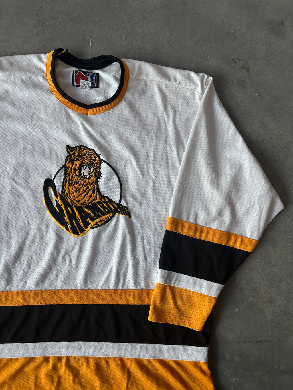 90's Grambling State University Tigers GSU Vintage Embroidered Mascot HBCU Hockey Jersey (XXL)