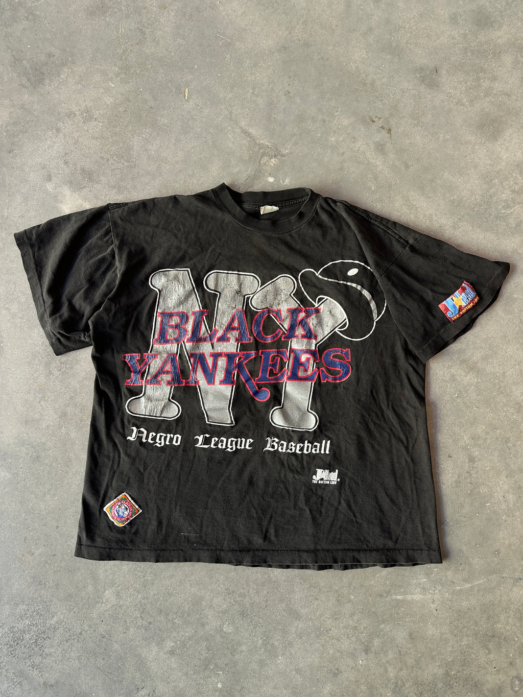 90's New York Black Yankees Double-Sided Logo Negro League Baseball NLBM Vintage Tee (BOXY Large)
