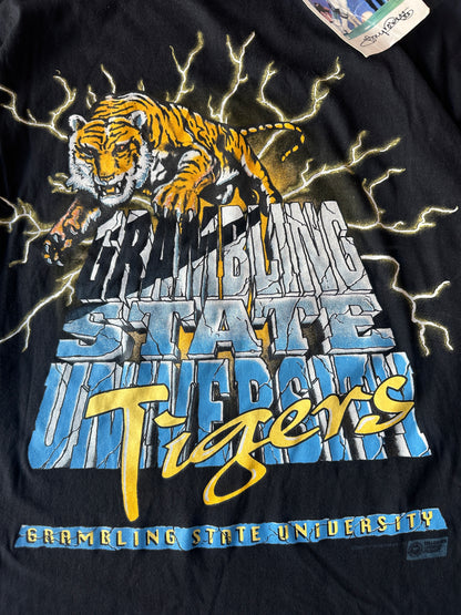 90’s Grambling State University Tigers GSU Rare Lightning Print Vintage HBCU Tee - Deadstock (XL)