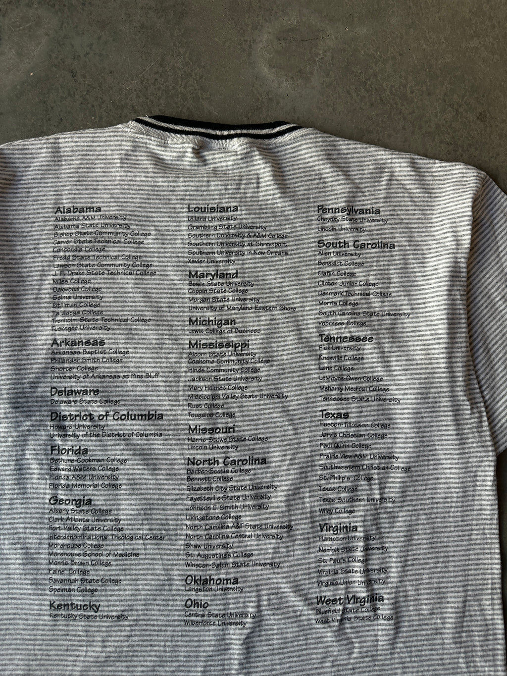 90's University of African Americans UAA Striped HBCU's by State Vintage Tee (Large)