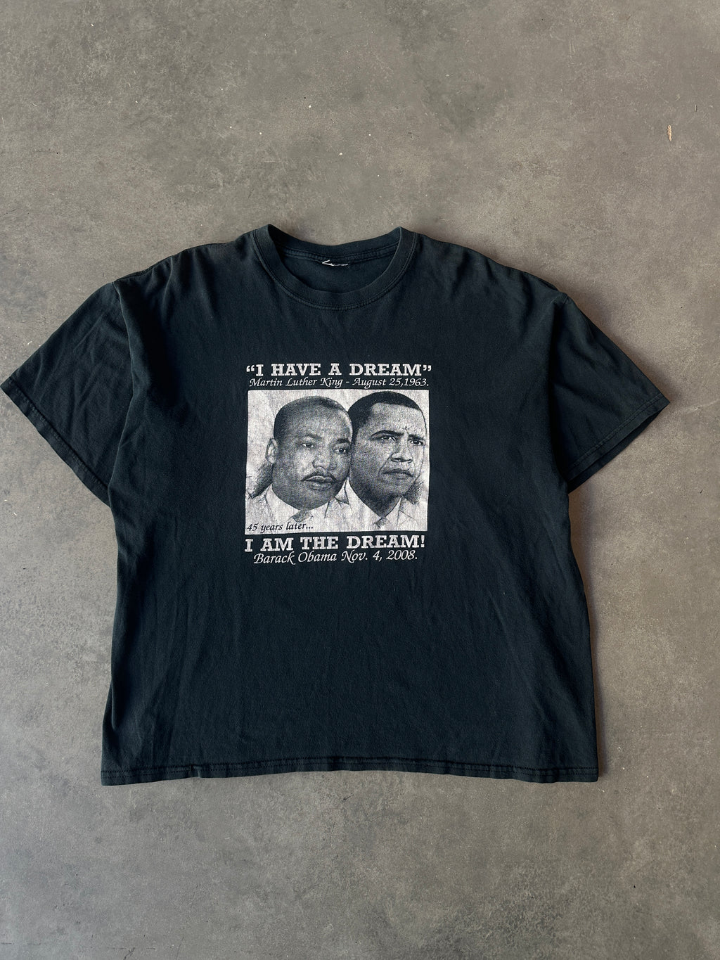 2008 Barack Obama & Martin Luther King Jr. "I Have a Dream" Vintage Tee (BOXY Large)