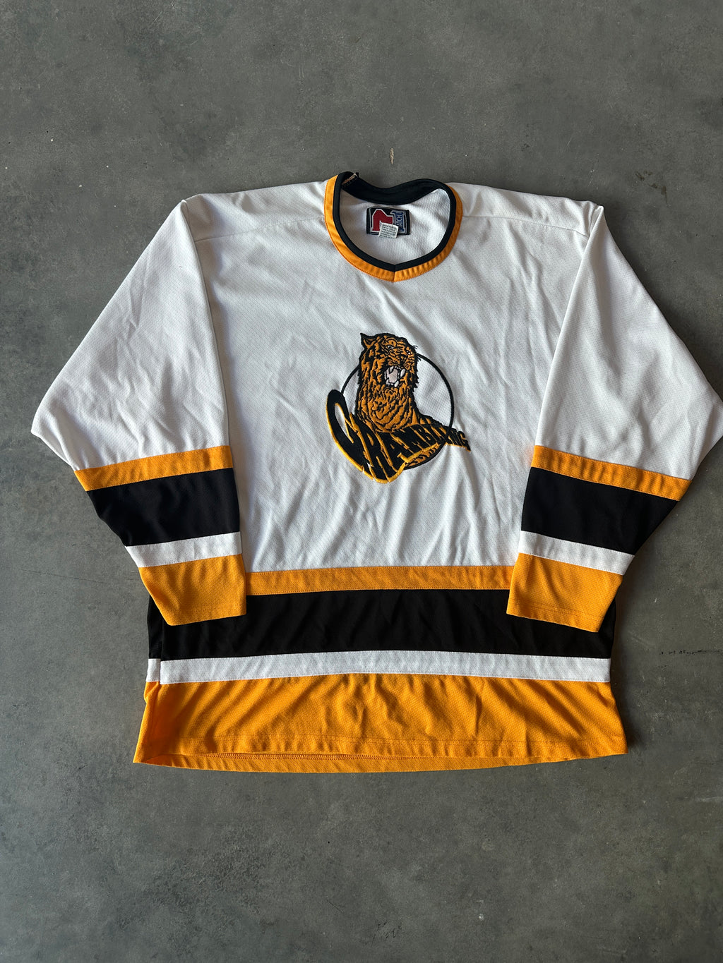 90's Grambling State University Tigers GSU Vintage Embroidered Mascot HBCU Hockey Jersey (XXL)