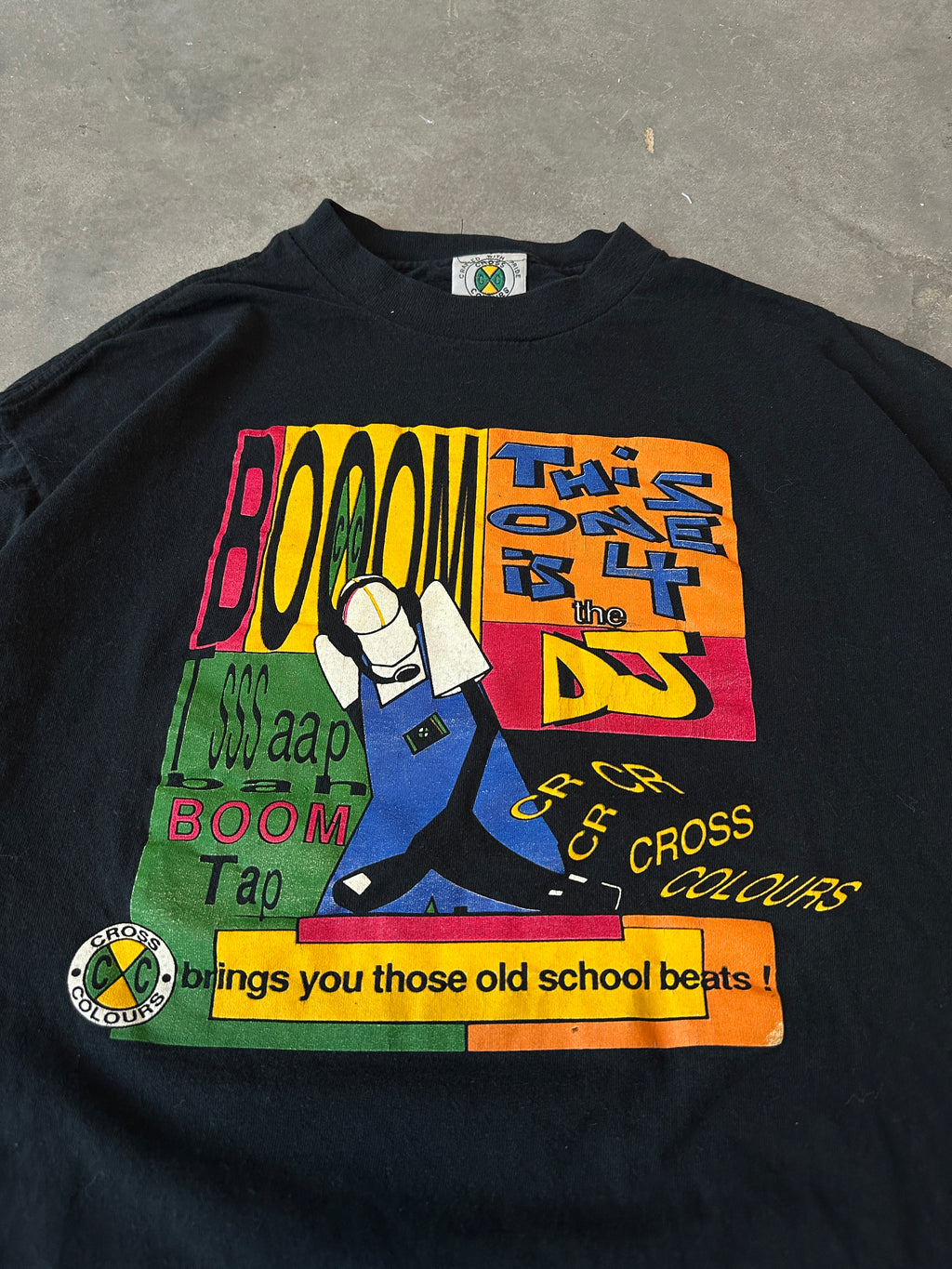 90's Cross Colours Abstract DJ Art Vintage Lifestyle Tee (Large)