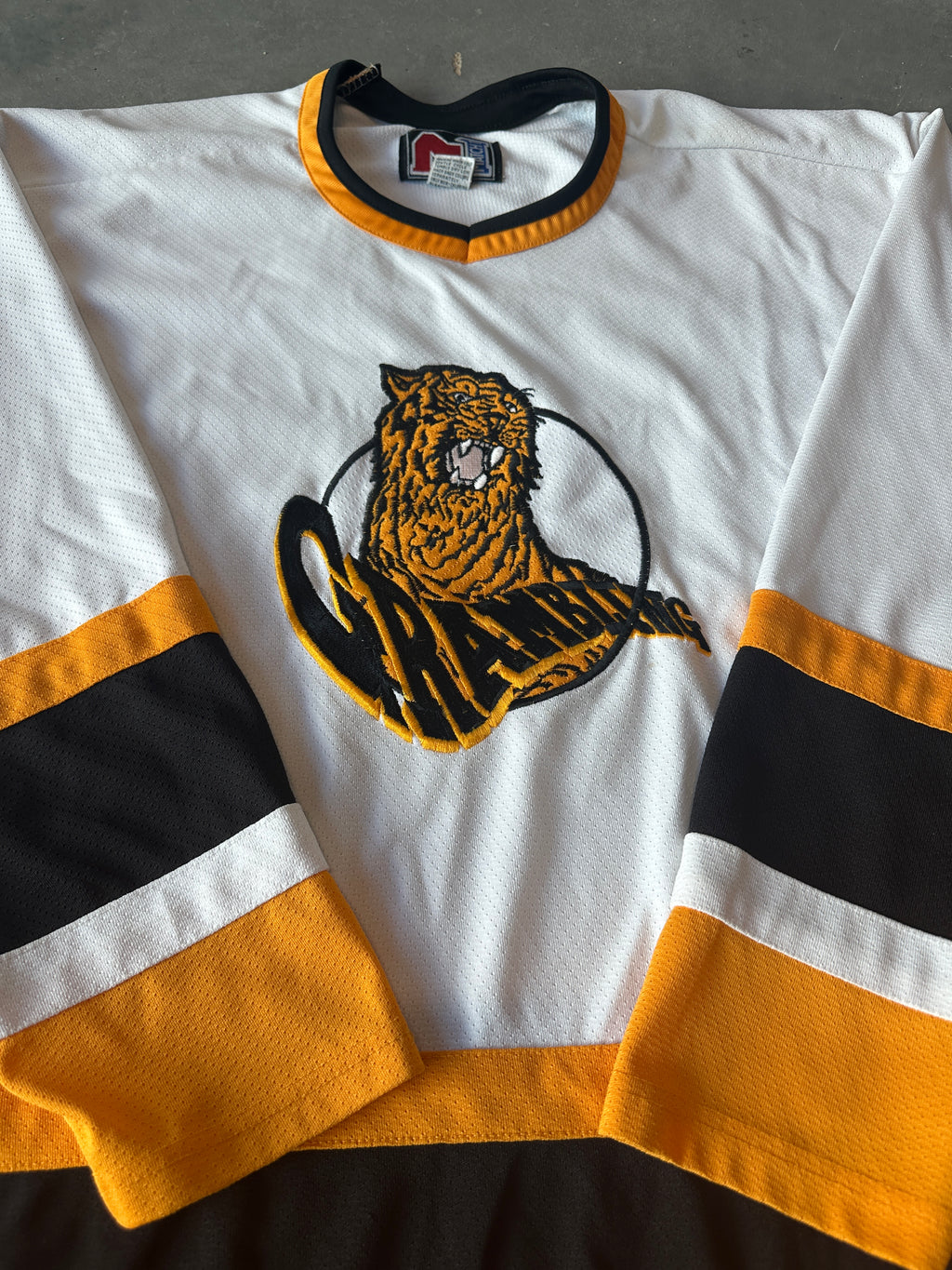 90's Grambling State University Tigers GSU Vintage Embroidered Mascot HBCU Hockey Jersey (XXL)