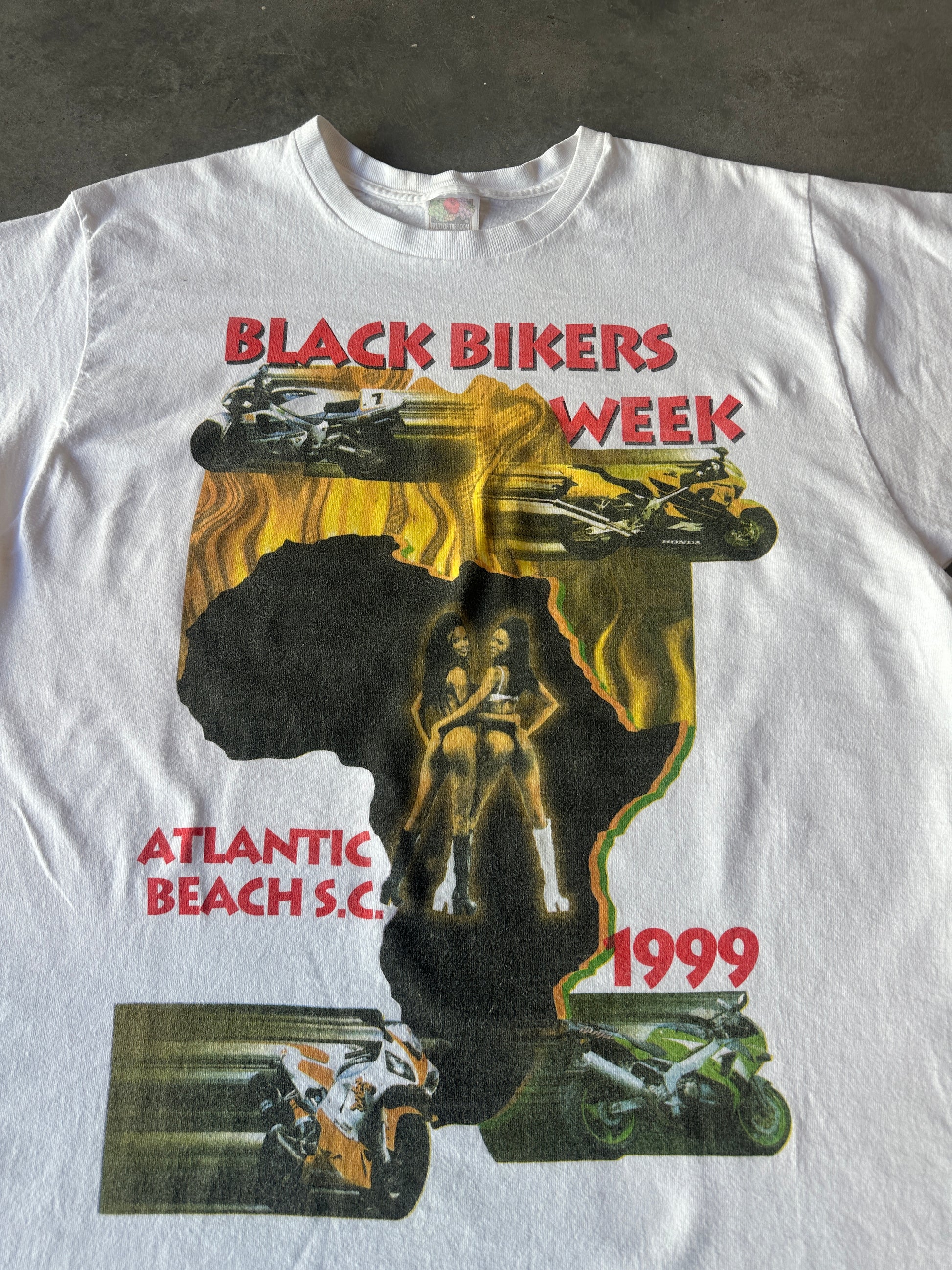 1999 Black Bikers Week Atlantic Beach South Carolina Vintage Tee (Large)