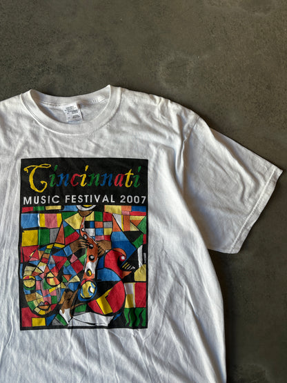 2007 Cincinnati Music Festival Frankie Beverly Mary J. Blige The Ojays & More Vintage Mosiac Tee (XL)