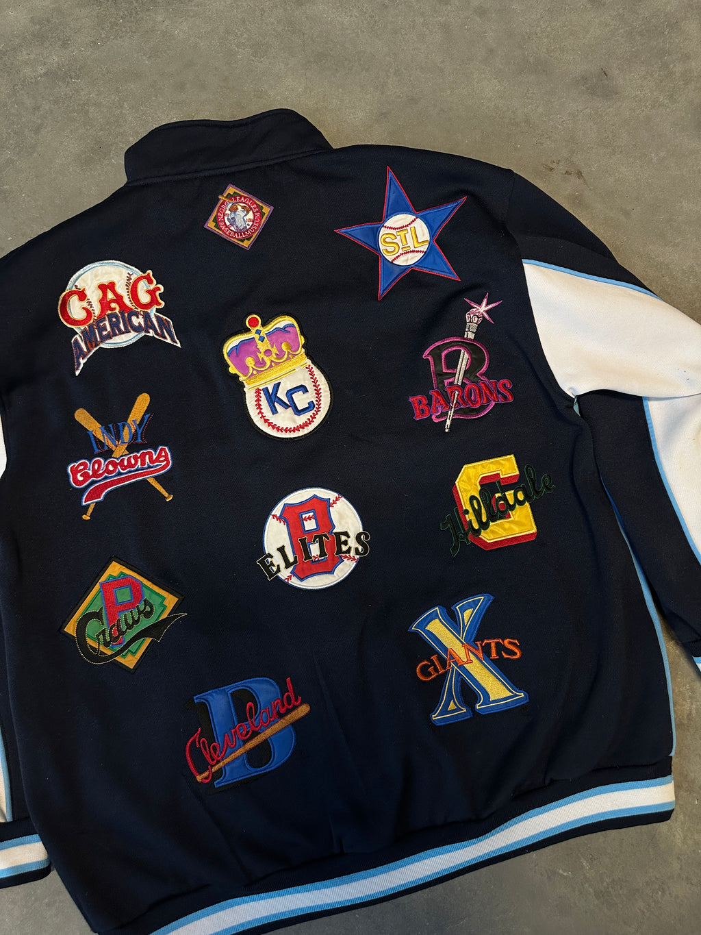 00's Negro Leagues Embroidered Team Logos Full Zip Heavyweight Vintage Jacket (XXL)