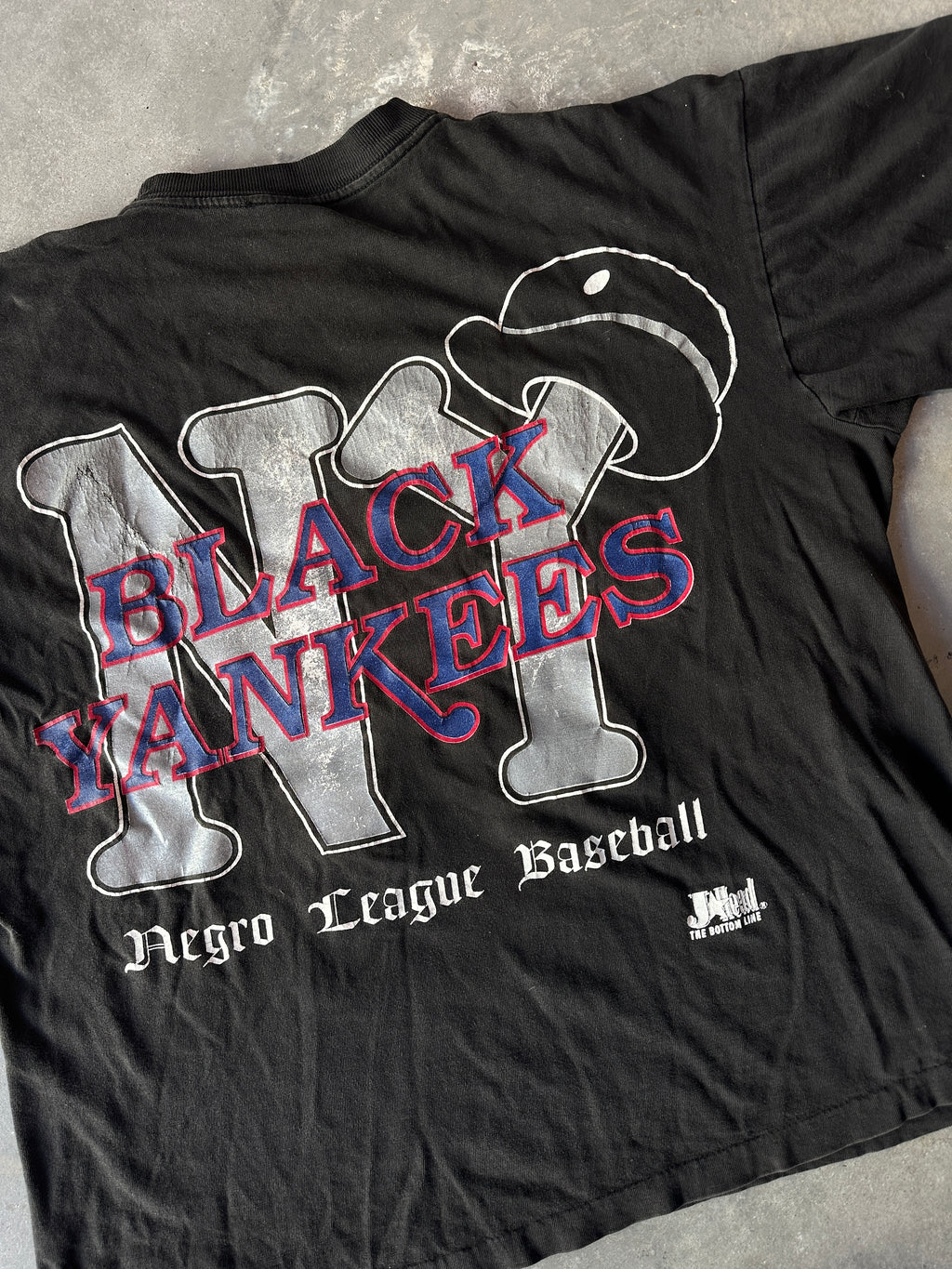 90's New York Black Yankees Double-Sided Logo Negro League Baseball NLBM Vintage Tee (BOXY Large)