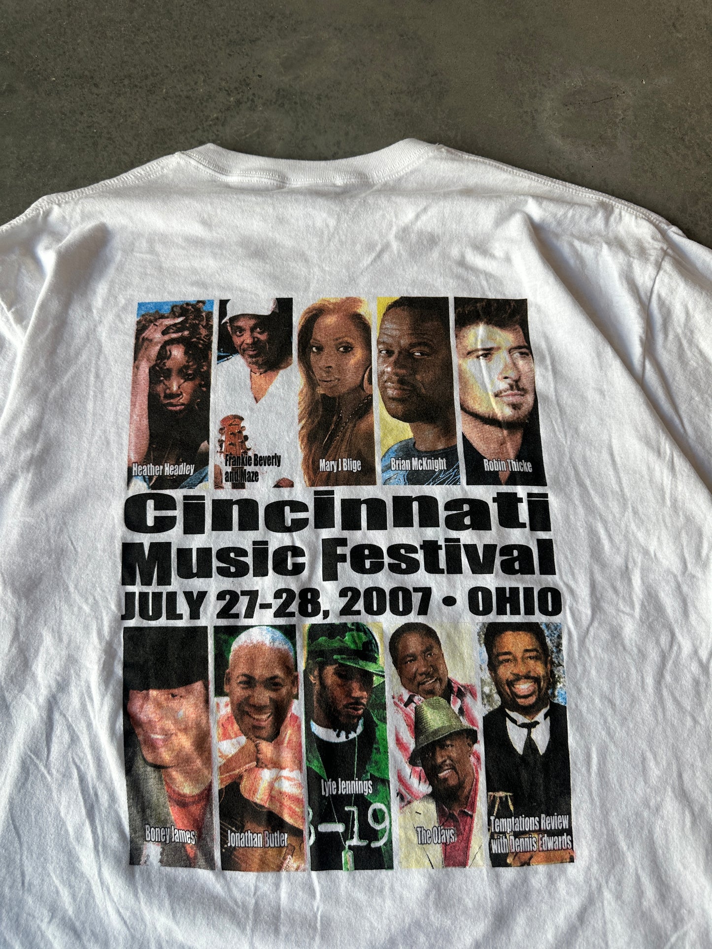 2007 Cincinnati Music Festival Frankie Beverly Mary J. Blige The Ojays & More Vintage Mosiac Tee (XL)