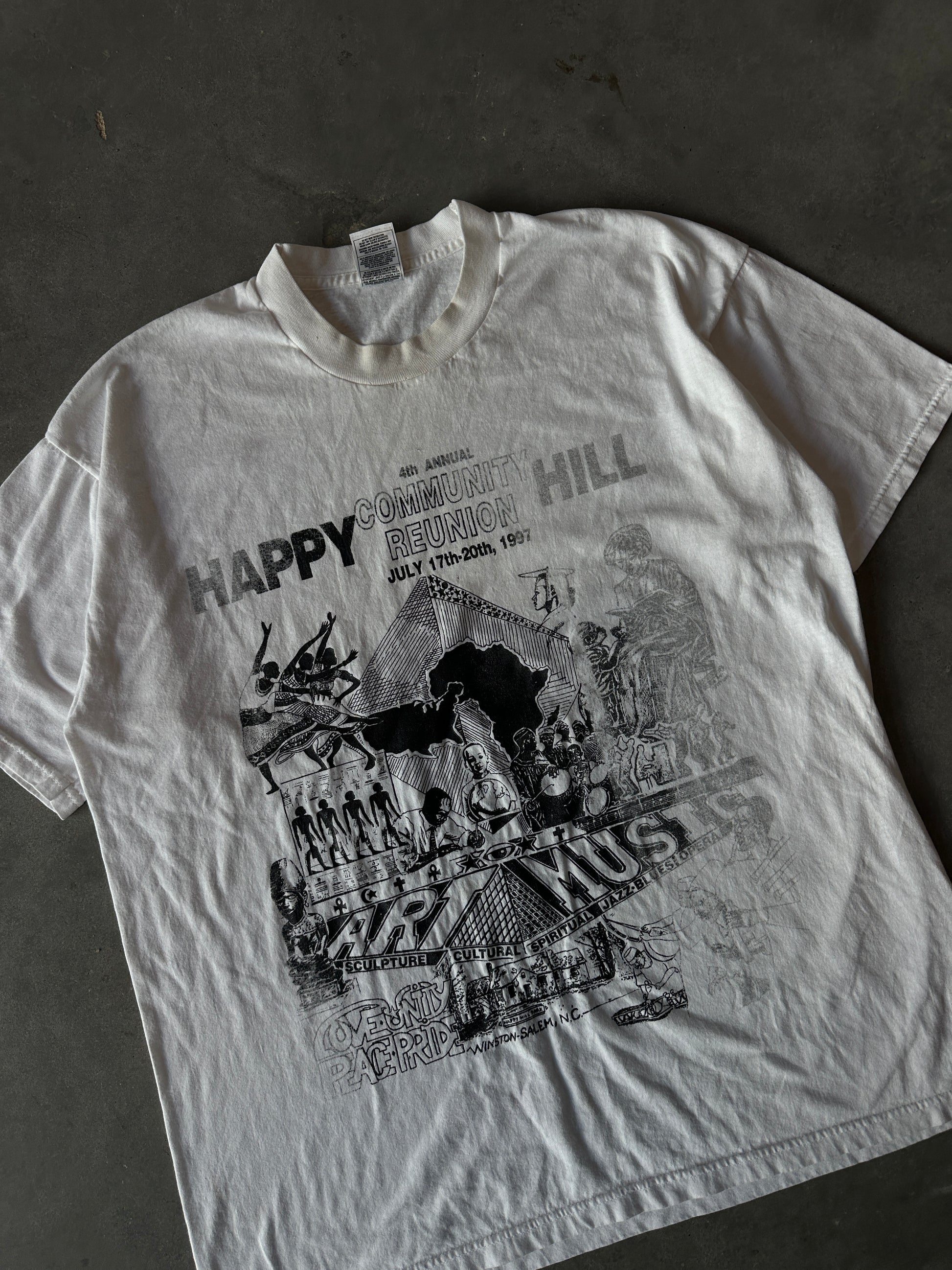 1997 Happy Hill Community Reunion Winston-Salem African-American Culture Festival Faded Vintage Tee (XL)