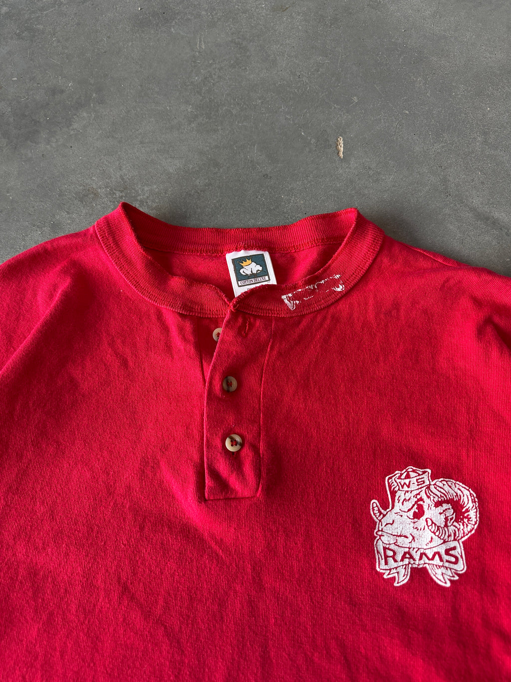 90's Winston-Salem State University WSSU Multi Logo Henley Button Down Vintage Tee (Medium)