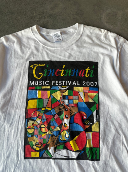 2007 Cincinnati Music Festival Frankie Beverly Mary J. Blige The Ojays & More Vintage Mosiac Tee (XL)